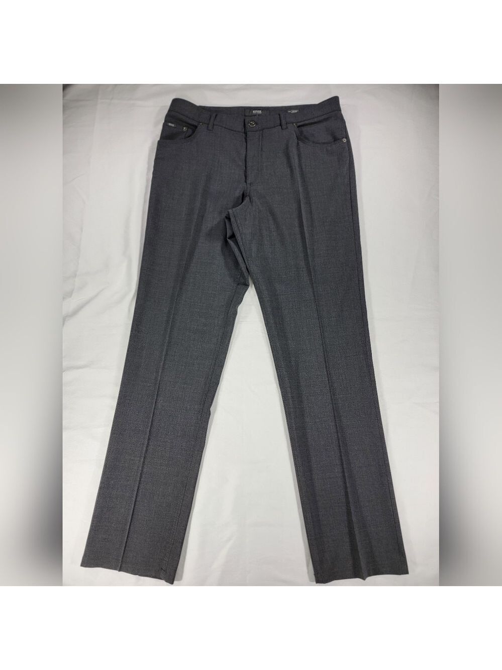 Brax Cooper Fancy Pants Men 38x34 Gray Regular Fit Stretch Wool Blend 5 Pocket